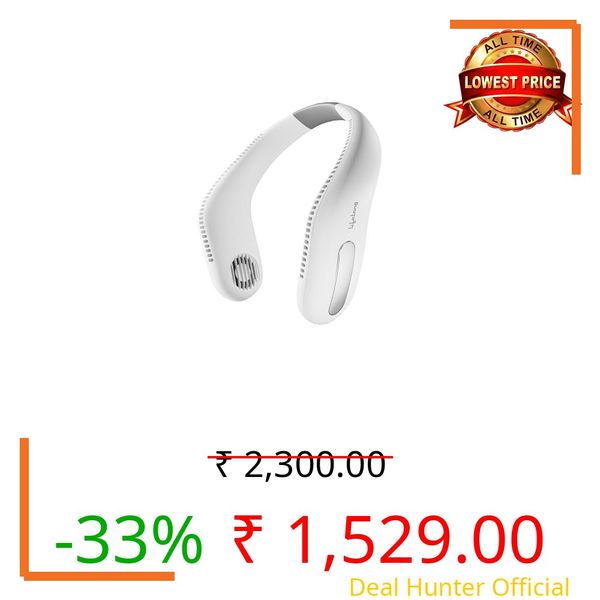 Lifelong Neck Fan with Twin Turbine | 360° Hands-Free Cooling with 70 Air Outlets | 3.8W BLDC Motor, 1600mAh Battery, Type-C Charging, Portable Wearable Personal Fan | Lightweight & Low Noise (White)