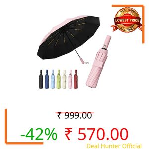 SOUKIO Umbrella, UV Big Size Umbrella for Sun Protection Rain Windproof Strong large 3 fold for men women kids boys girls Perfect small & stylish Windproof & Compact (Light Pink)