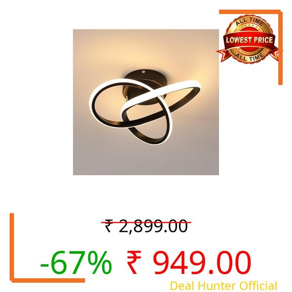 TUHAN TRADE Modern Dimmable LED Ceiling Light | Flush Mount Black Fixture with 3 Color Modes | Adjustable Brightness for Bedroom, Living Room & Dining Room (Ceiling Light (802))