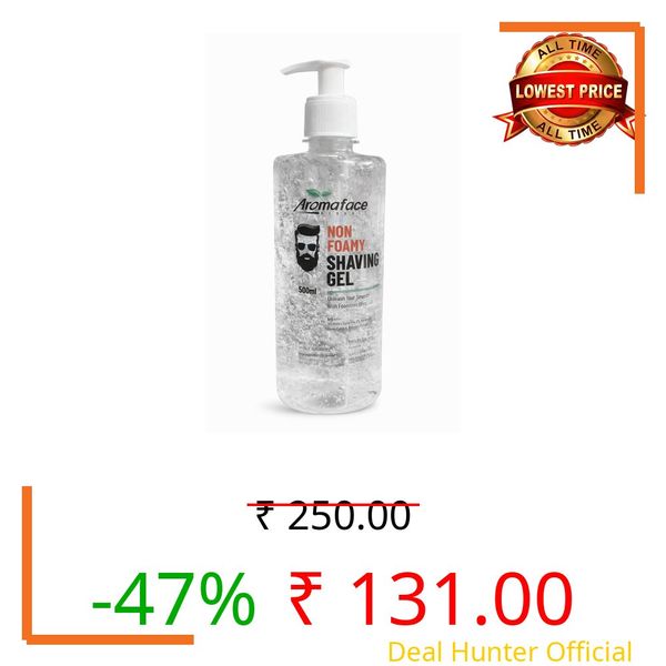 SRIYANSI Non-Foamy Shaving Gel for Men – 500ml | Transparent Gel for Precise, Smooth Shave | Skin-Friendly with Aloe Vera & Glycerin