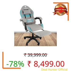 Casa Copenhagen, High-Back Fabric Gaming Ergonomic Chair with Advanced Mechanism & Electric Back Massager, Luxurious Memory Foam Seating & Multi Function Arm-Rest - Grey & Aqua Blue