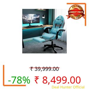 Casa Copenhagen Designed in Denmark,High-Back Fabric Gaming Ergonomic Chair with Advanced Mechanism & Electric Back Massager, Luxurious Memory Foam Seating & Multi Function Arm-Rest - Blue & Grey
