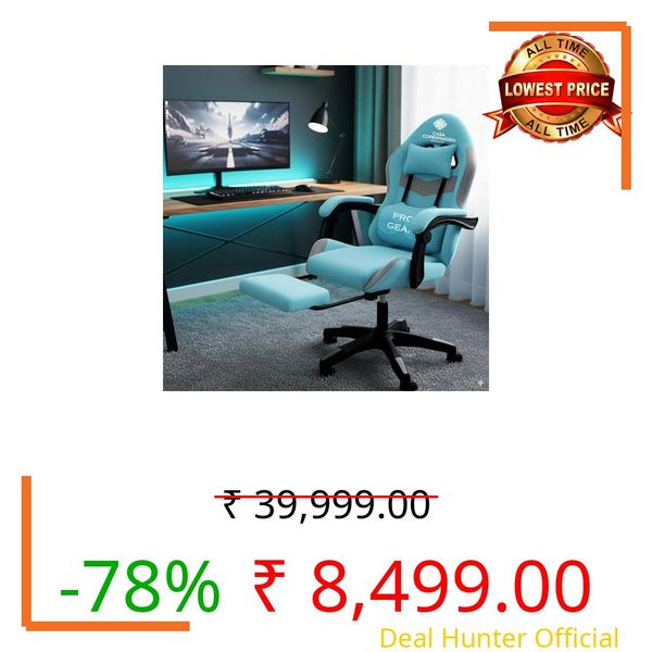 Casa Copenhagen Designed in Denmark,High-Back Fabric Gaming Ergonomic Chair with Advanced Mechanism & Electric Back Massager, Luxurious Memory Foam Seating & Multi Function Arm-Rest - Blue & Grey