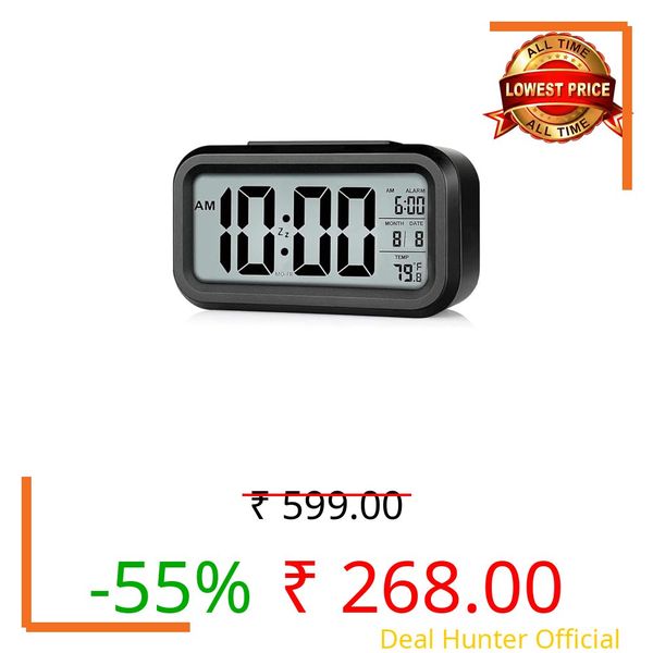 Topski Digital Alarm Clock for Heavy Sleepers, Digital Clock Table Clock for Study Table, Students, Office | Alarm Clock for Bedroom with Loud Sound, Automatic Sensor,Date & Temperature