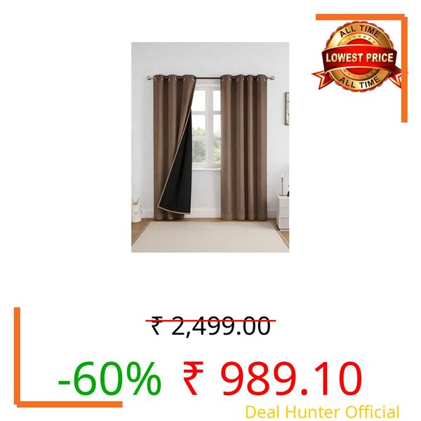 Linencasa Home 100% Blackout Curtains for Window 6 Feet| Black Back Coated Fabric | Pack of 2 | Heat & Noise Insulation | Eyelet Curtains forLiving Room & Bedroom |Brown