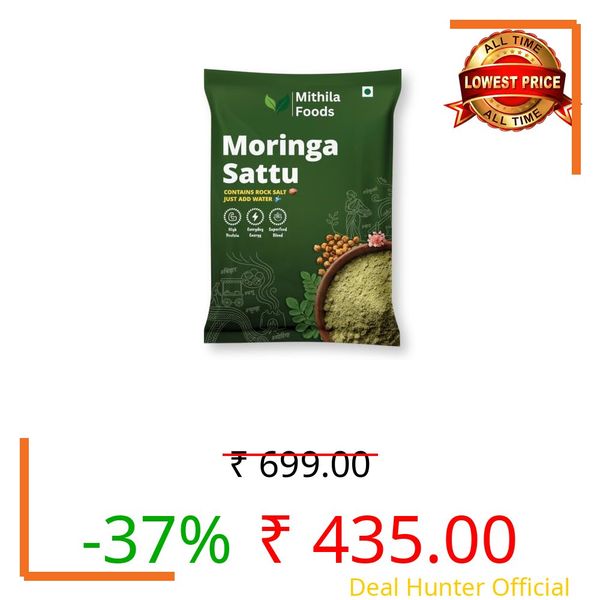 MITHILA FOODS Moringa Sattu 1 Kg | Ready-to-Drink High Protein Superfood | Roasted Chana Sattu + Moringa Leaf Powder + Salt Spices Mix | Boosts Energy, Stamina & Immunity | Authentic Taste of Bihar