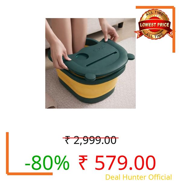 SIMESTICH Collapsible Foot Soaking Tub With Acupressure Massage Points Foldable Pedicure Foot Bath Basin Portable Plastic Feet Soak Bucket Multipurpose Laundry Basket (Green)