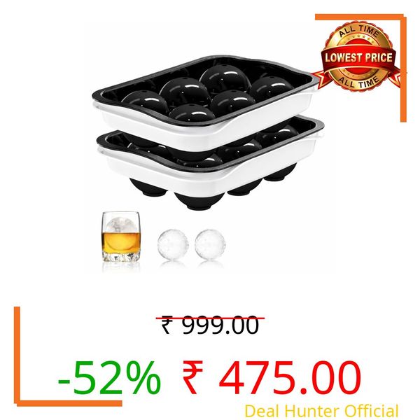 Sprqcart Easy Push Premium Pop Up Ice Cube Tray with Flexible Silicon Bottom and Over Lid, 6 Cube Trays Stackable Durable and Dishwasher Safe (Black, Pack of 2)