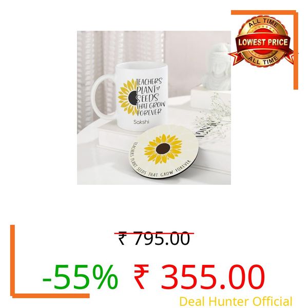 IGP Teachers Plant Seeds that Grow Forever‚ Personalized Mug | Same Day Delivery | 300 ml Custom Name Coffee & Tea Cup | Appreciation Gift for Teachers, Mentors & Professors | Thank You Gift