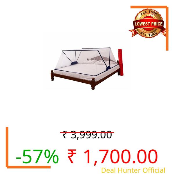 Happy Penguin Mosquito Net [Foldable] Easy Setup | Lightweight Cotton, Portable & Ideal for Home & Travel | Strong & Breathable | Suitable for Double Bed [4x6.5]