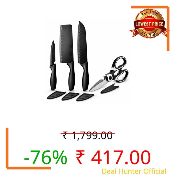 DAPEMPORIUM High Carbon Stainless Steel Knife Set Multipurpose | Best Kitchen Knife Tool Cooking Kitchen Knives (Heavy 3 Knife & Scisser)