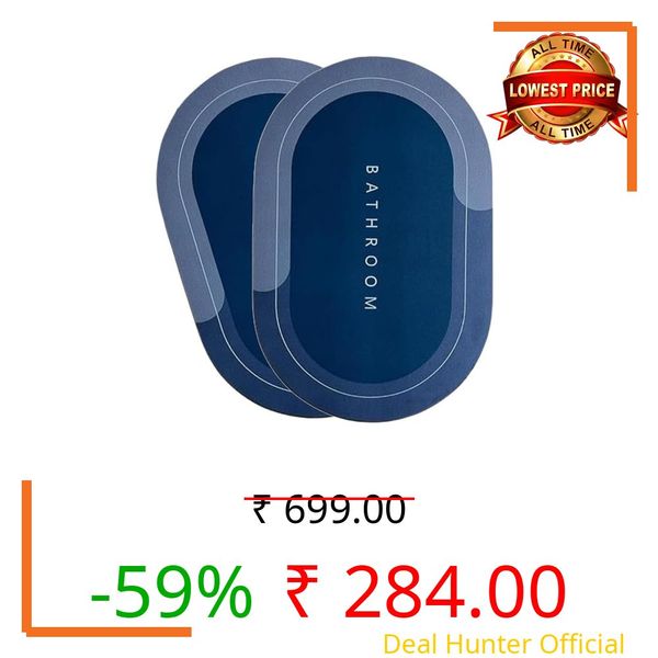 JOFIX Doormat Quick-Dry Anti-Slip Bathroom Mat | Non-Slip Home Print Bathroom Mat | Water-Absorbing Rubber Doormat, for Home, Kitchen, Washroom, Office, Rectangular (Blue-2)