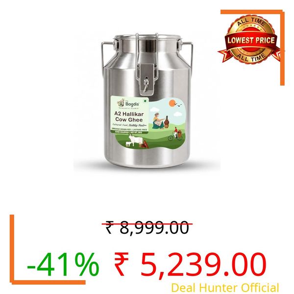 The Bagdi's Hallikar A2 Desi Cow Ghee Vedic Bilona Method | Pure & Natural Ghee Steel Can 5L