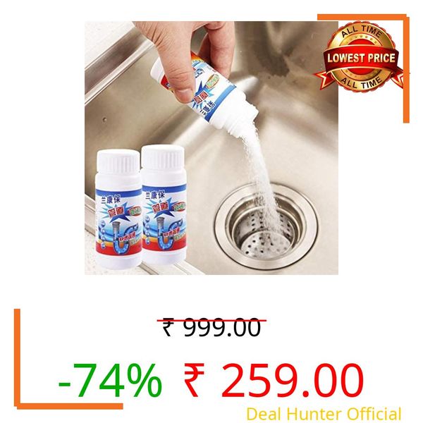 Block Remover Sink Cleaner Drain Powder Hair Remove from Pipe use Bathroom wash Removes Clogs, Blockages in Washbasin, Septic Tank, Sinks, Pipes in Just 30 Minutes (Pack 2)