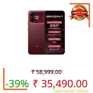 Oppo F33 Pro 5G Smartphone (8GB RAM, 256GB Storage, Passion Red) |50MP Ultrawide Selfie Camera|7000 mAh Long Battery Life | 80W Fast Charging-with No Cost EMI/Bank Offers