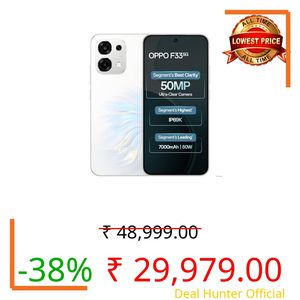 Oppo F33 5G Smartphone (6GB RAM, 128GB Storage, Pearl White) |50MP AI Camera |7000mAh Long Battery |45W Fast Charging-with No Cost EMI/Bank Offers