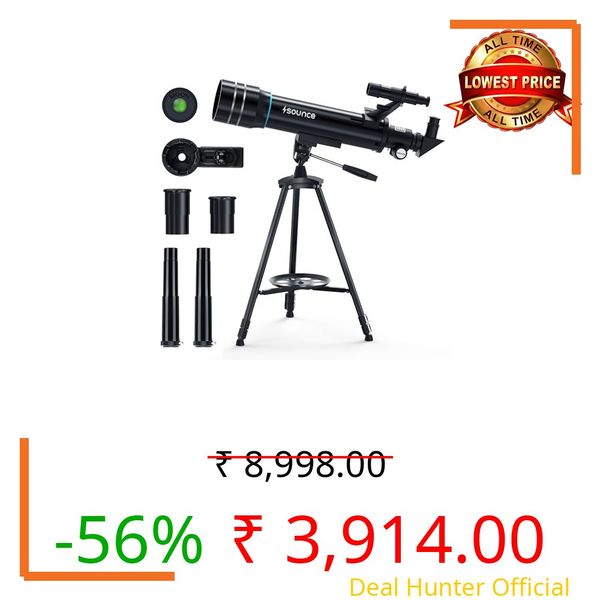 Sounce Astronomical Refractor Telescope 70mm Objective Lens, 500mm Focal Length, 20X-150X High Magnification, Aluminum Alloy Build & Adjustable 135cm Stand for Kids, Adults & Astronomy Beginners