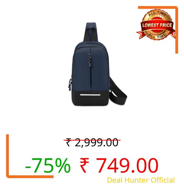 Walizza Lifestyle Sling Bag for Men & Women– Crossbody Sling Bag for Travel, Cycling & Hiking | Waterproof Shoulder Bag with Compartment and Zipper Pockets (Classic Blue & Black)