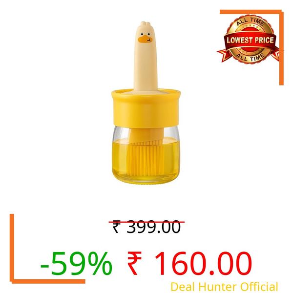 LESLEE Oil Dispenser Bottle with Silicone Brush Leakproof Plastic Jar for Cooking, Baking, BBQ | Versatile Oil Container with Brush