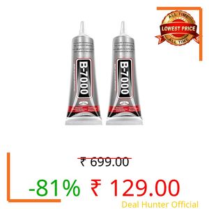 B7000 Glue 50ml for Fabric, Mobile Repair, Shoes & Jewellery | Clear Strong Adhesive Glue for Phone Screen, Rhinestones, Craft Work, Glass & Electronics (Pack of 2)