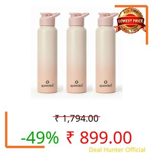 Speedex Stainless Steel Water Bottle 1 Ltr, Leak Proof Sipper Cap, BIS Approved 1000 ml Metal Bottle For Daily, Office, School, Gym, Travel Use for Men, Women, Kids, Adults, Peach Orange, Set of 3