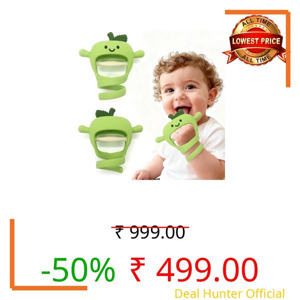 Lefan Silicone Baby Teether with Wrist Strap, Soft Chew Teething Toy for Infants, BPA Free Food Grade Silicone, Easy Grip Anti-Drop Teether for Newborns & Toddlers Infant Gum Massager Toy- Green