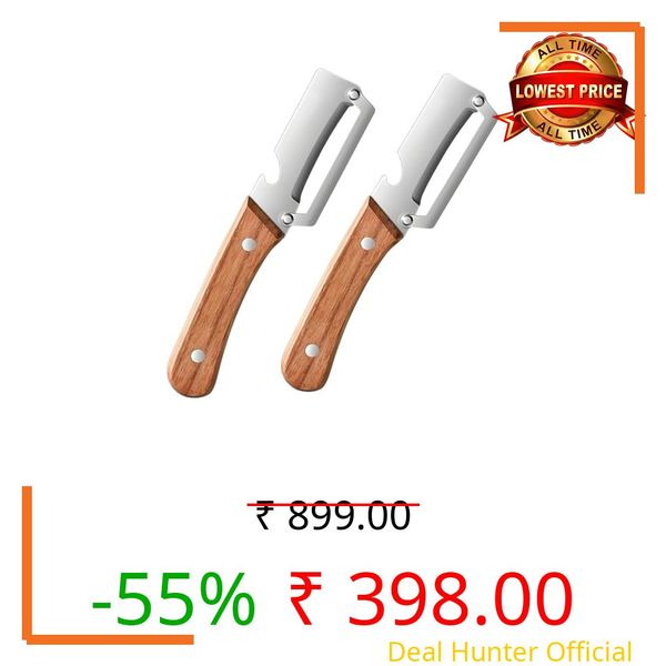 2-in-1 Vegetable Peeler with Wooden Handle, Premium Stainless Steel Peeler with Built-in Bottle Opener, Multifunctional Kitchen Tool for Potato, Apple, Carrot, Pumpkin (2)