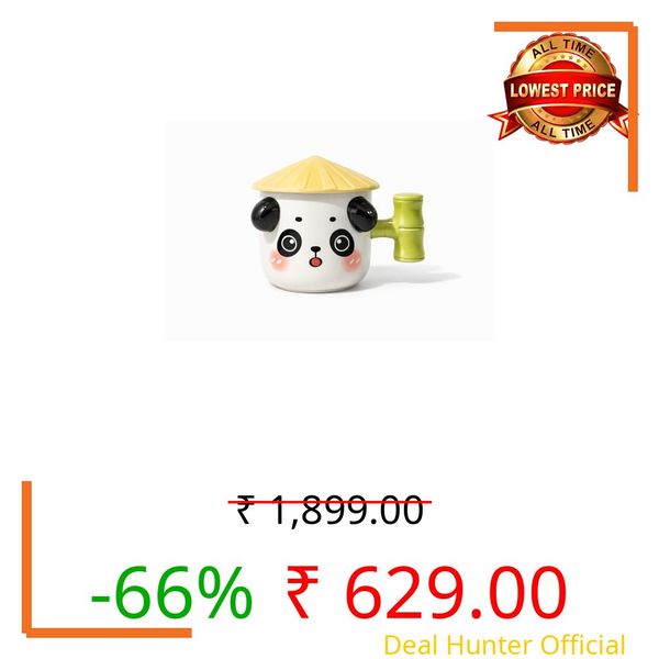 Vasukie Bamboo Panda Coffee Mug with Lid, Mugs for Coffee, Rakhi for Brother, Birthday Gift, Ceramic Mug, 3D Coffee Mug (Bamboo Panda)