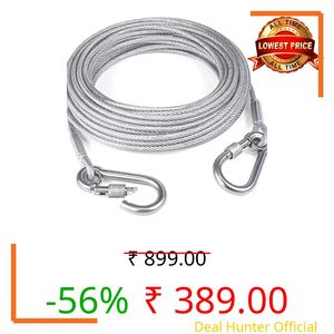 Heavy-Duty Clothes Drying Rope with Hooks – 10 Meter Strong Silver Clothesline for Balcony, Camping, Dorm & Travel, Durable Laundry Line for Clothes, Towels & Outdoor Gear