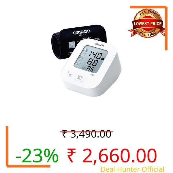Omron HEM 7183T1 FLIN Upper Arm Automatic Blood Pressure Monitor with Bluetooth, IntelliWrap 360° Accuracy Cuff and Large Display