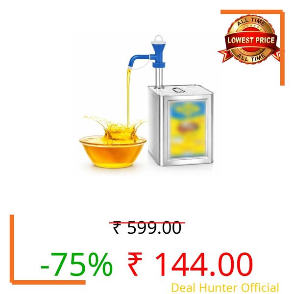 Vederio Cooking Oil Pump Dispenser Stainless Steel Oil Pump Hand Press Liquid Transfer Pump for 15 kg Cooking Oil Tin Manual Press up & Down Extractor Ideal for Edible Oils Mustard Oil Kitchen Liquids
