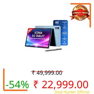 Acer Iconia 5G Tablet with Stylus Pen| 11.45”90Hz IPS Display, MediaTek 8791T Processor, 8GB RAM + 128GB Storage, 16MP Rear+8MP Front Camera,Wi-Fi + 5G Volte, Android 15,BT 5.2, Slim Metal Body,Blue