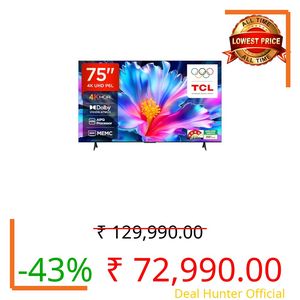 TCL 189 cm (75 inches) 4K Ultra HD Smart LED Google TV | 4K HDR | 120Hz DLG | Dolby Vision & Atmos | Game Master | 75P6L