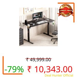 Lukzer Electric Automatic Height Adjustable Sit Stand Desk | Black Frame Black Top | Ergonomic Study Table with Digital Display & Memory Preset Option for Home & Office (EST-003/120 x 60cm)