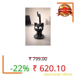 GIFTOG 3D Printed Cat Headphone Stand for Desk | Aesthetic Headset Stand & Holder | Cute Desk Organizer for Office & Gaming Setup | Premium Desktop Headphone Holder Gift (Black)
