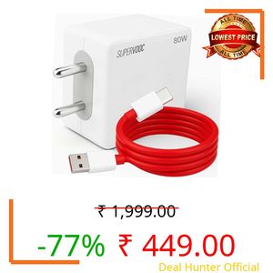 80W Fast Charger Adapter & USB-A to Type C Cable Combo, Compatible with OnePlus, Realme, Xiaomi, Redmi, OPP, Vivo & Other Smartphones, Type C Charger Supports Dash, Warp, Vooc,SuperVooc