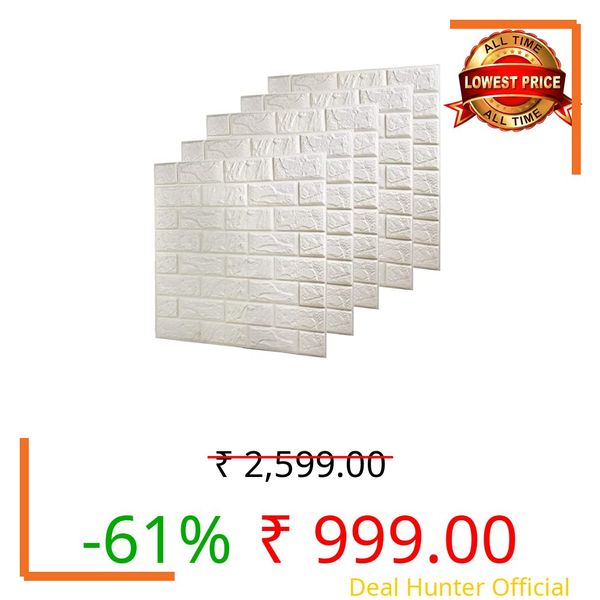 Barebeauty 3D Wall Panel Wallpaper, Self Adhesive PE Foam Brick Sticker, Waterproof Peel & Stick Wall Covering for Home, Bedroom & Living Room Decor, 70 x 77 cm (Pack of 10, 58 Sq. Ft. Approx)