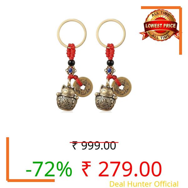 2 PCS Lucky Cat Keychain, Cat Keychain for Good Fortune, Keychains for Car Keys and Home Keys, Lucky Charms for Good Luck, Cats Keychain Cute, Keyrings with Durable Material