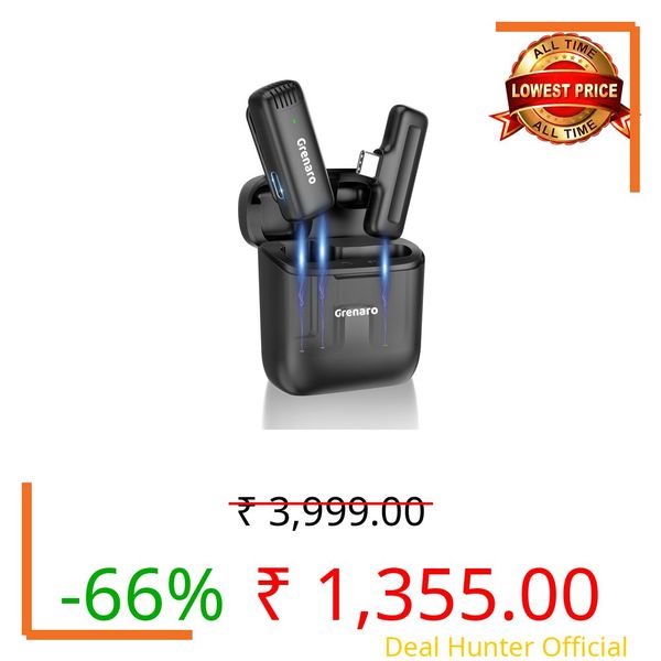 GRENARO Wireless Mic for YouTube, 3-Level Adjustable MicNoise Reduction Lapel Mic with Charging Case, Wireless Mic for Video Recording, YouTube, Facebook, Video Production (Single)