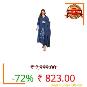 Nermosa Women Solid A-line Kurta and Pant set With Dupatta | Women Kurta Set | Solid Suit | Embroidery Kurta Set | (IN, Alpha, 3XL, Standard, Blue)