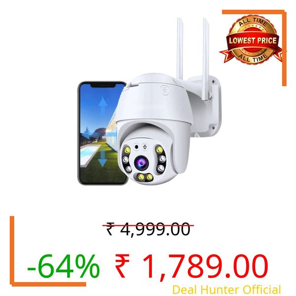 Eyetech 5MP WiFi Outdoor PTZ Security Camera | 360° View | Full HD | Color Night Vision | Motion Detection | Two Way Audio | Wireless CCTV Camera for Home with Mobile App V380 Pro (Dome Camera)