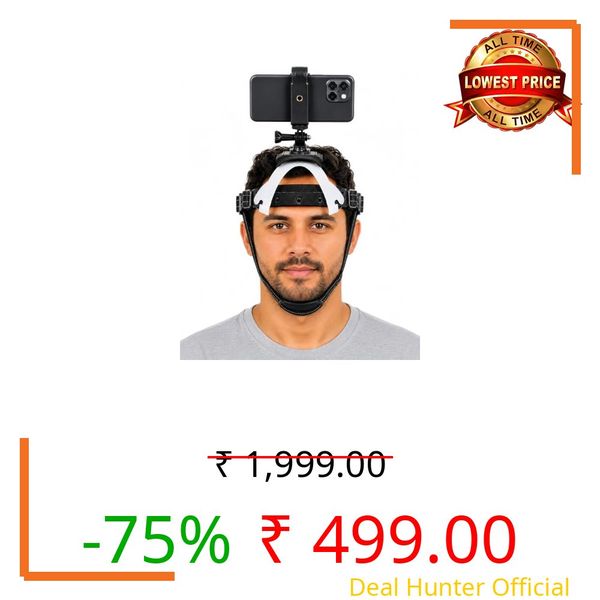 YUGAM® YM026 Adjustable Head Strap Mount for Action Cameras, Head Belt Support for POV & Vertical Shots, Compatible with GoPro Hero Session 3+ 3 2 1 Max, DJI Osmo Action, Insta360, Sports Camera