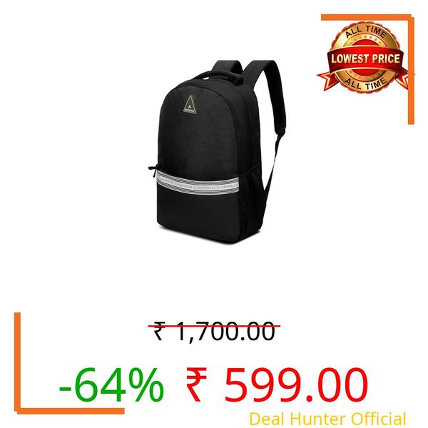 Aristocrat Blake 18L Laptop Backpack, 2 Spacious Compartments, Office & Casual Bag with Quick-Access Pocket, Side Pockets & Reverse Zipper, For Men & Women, Fits up to 15.6" Laptop, Grey-Black