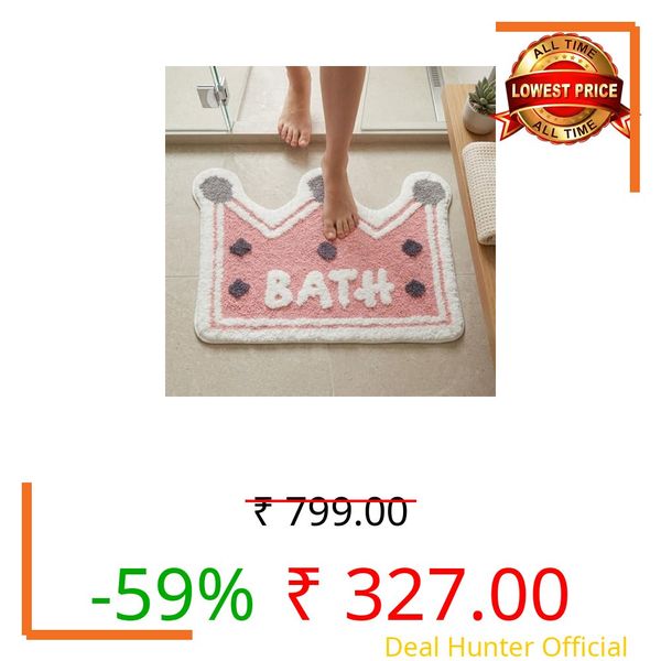 Dream Weaverz 2000 GSM Super Soft Microfiber Bath Mat 40x60 cm | Ultra Absorbent Anti-Skid Quick Dry Bathroom Rug | Floor Mat for Bathroom, Bedroom, Kitchen, Home | Cute Design Bathmat