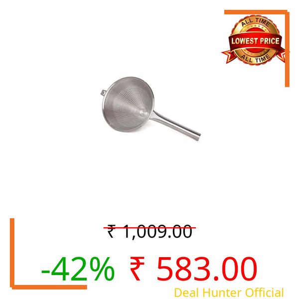 KMW 18cm Stainless Steel Conical Strainer with Pipe Handle | Durable Kitchen Tool for Straining Sauces, Stocks & Purees | Easy-to-Clean, Precision Cone Strainer
