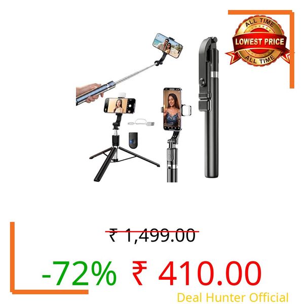 Inspirely X7R Selfie Stick Tripod with Light, 67-Inch Extendable Tripod Stand with Bluetooth Remote, 360° Rotation, Compatible with All Smartphones