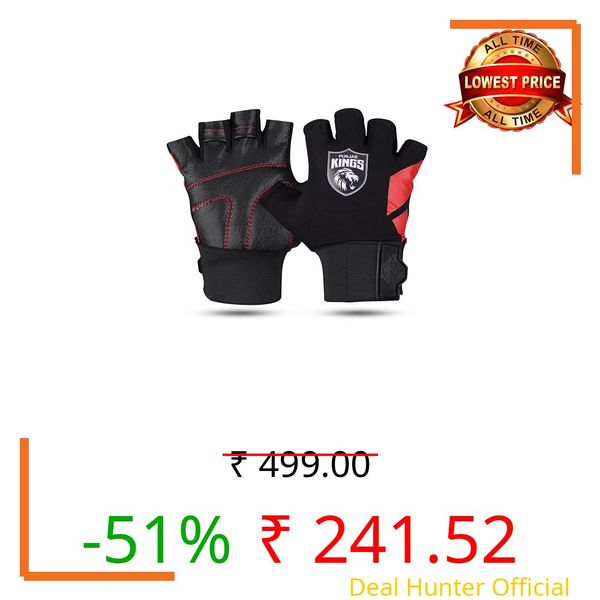 Nivia X Punjab Kings Talon Training Gloves – Leather Palm Grip, Breathable Airflow Back, Wrist Support for Gym, Weight Training & Workouts, Large
