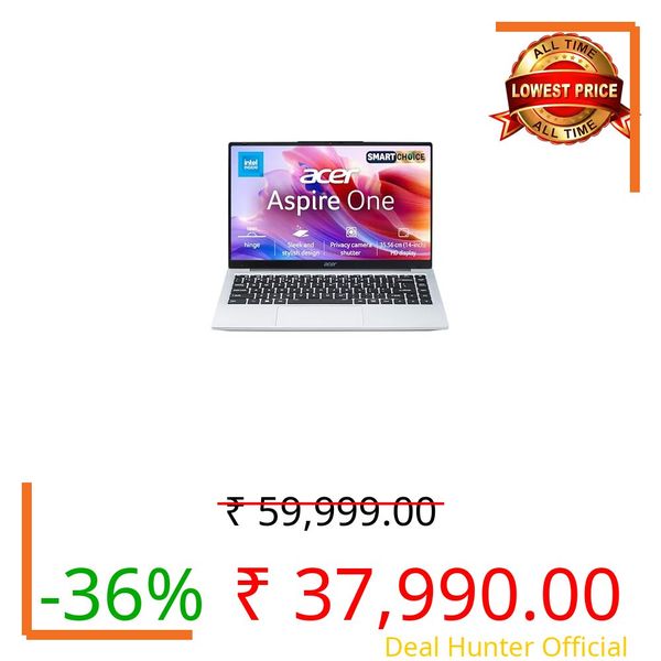 Acer Smartchoice Aspire One, Intel Core Celeron N4500, Office 2024 + M365 Basic, 12GB LPDDR4X / 512GB SSD, 14.0"/35.56cm TN HD Display, Win 11 Home, Pure Silver, 1.3KG, A114-45, Thin and Light Laptop