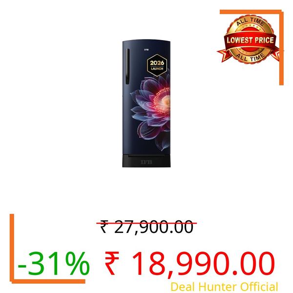 IFB 206L 4 Star Advanced Inverter Direct-Cool Single Door Refrigerator with 30 Hrs Cooling Retention, Big Vegetable Box, 4 Year Super Warranty & Base Stand (2026, IFBDC-232DYBIED, Iris Petal Blue)