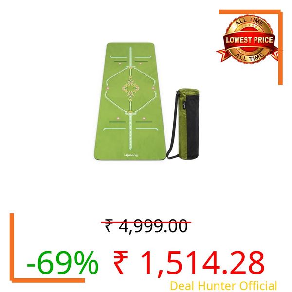 Lifelong Suede & Natural Rubber Yoga Mat for Woman & Man | Non-Slip & Anti-Skid | 4mm Yoga Mat for Man |Exercise Mat for Yoga, Workout & Pilates | Gym Equipment for Home Workout | Free Carry Bag (Green)
